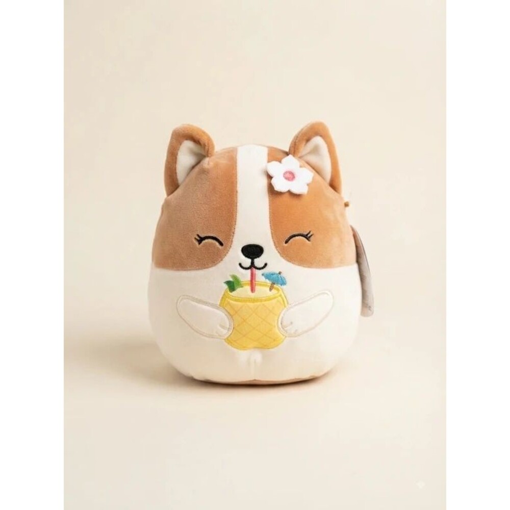 Squishmallows Regina Corgi 8.5" Plush Summer Drink NWT